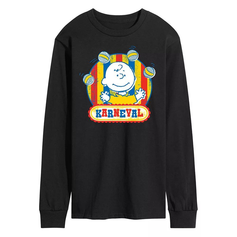 Mens Peanuts Charlie Brown Karneval Long Sleeve Tee Blue Product Image