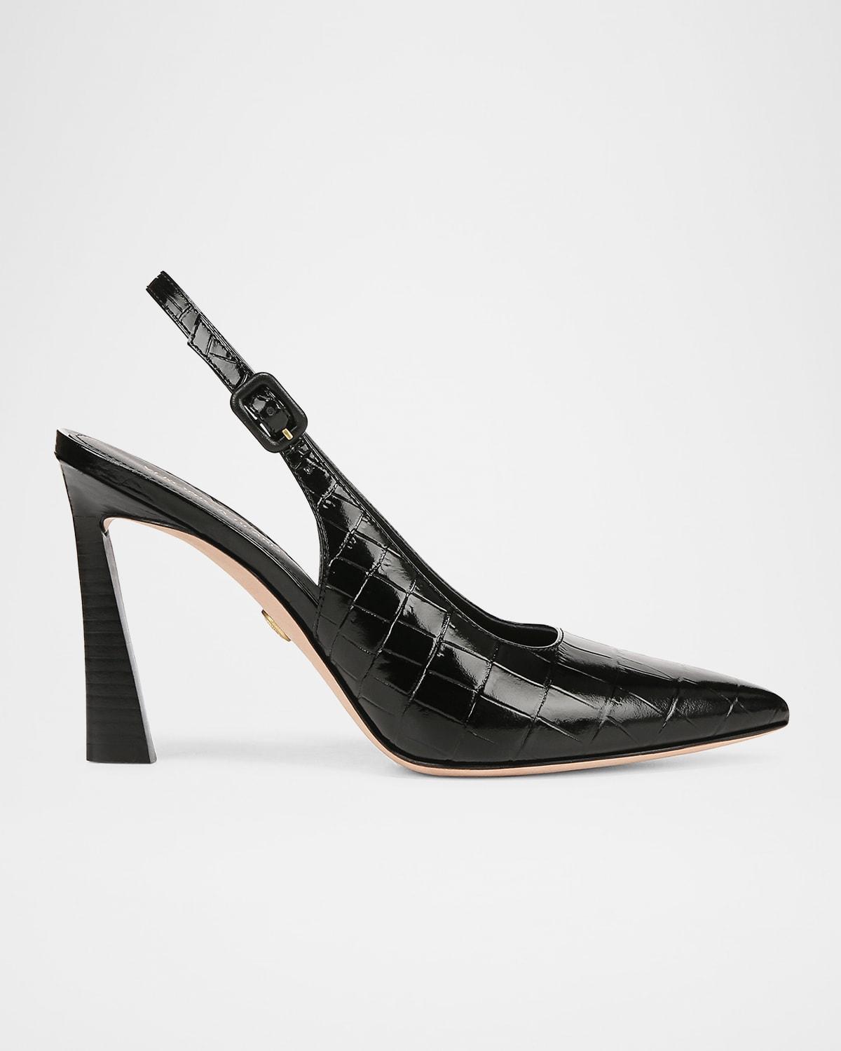Callie Leather Cap-Toe Slingback Pumps Product Image