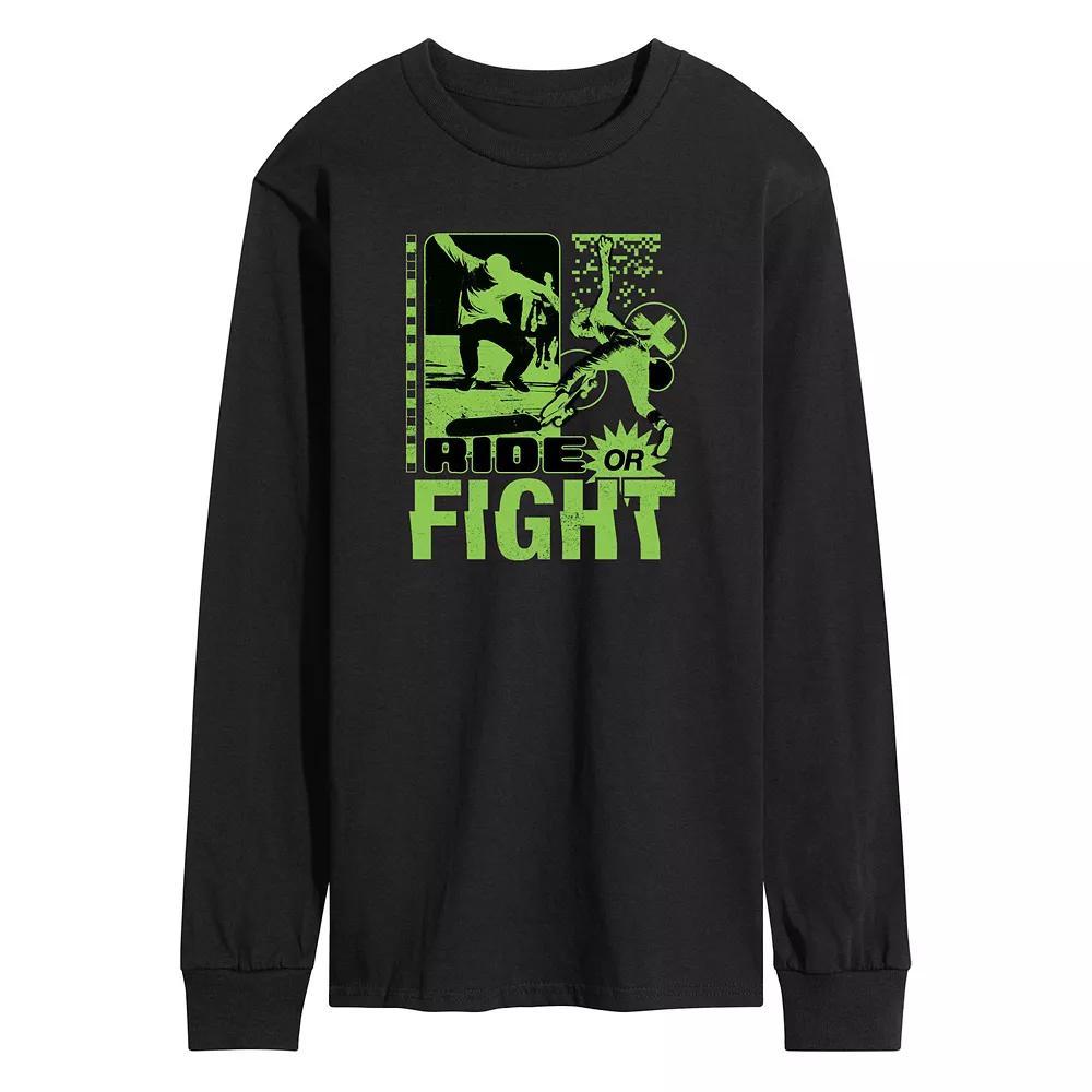 Mens Retro Ride Or Fight Skateboarding Long Sleeve Graphic Tee Product Image