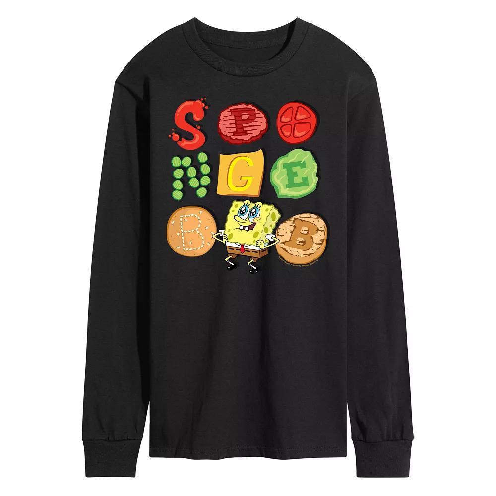 Mens SpongeBob Squarepants Patty Long Sleeve Graphic Tee Product Image