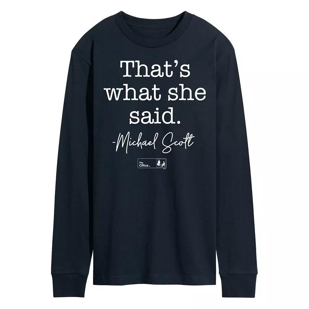 Men's The Office That's What She Said Long Sleeve Tee, Size: XL, Blue Product Image