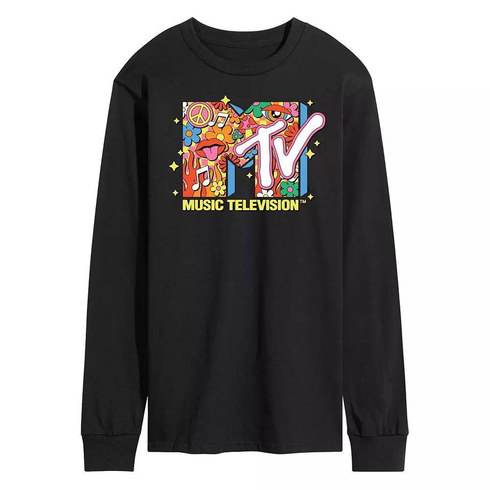 Mens MTV Retro Collage Logo Long Sleeve Graphic Tee Product Image