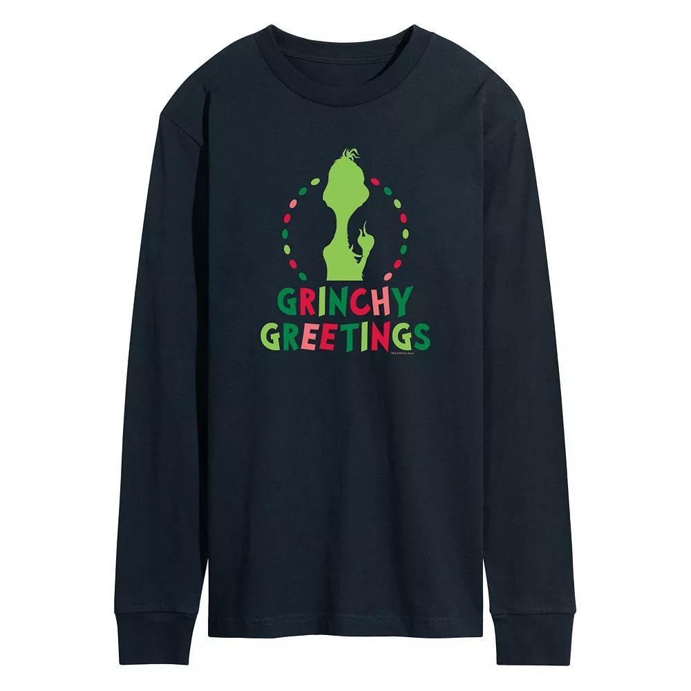 Mens Car Dashboard Christmas Tree Long Sleeve Graphic Tee Blue Product Image