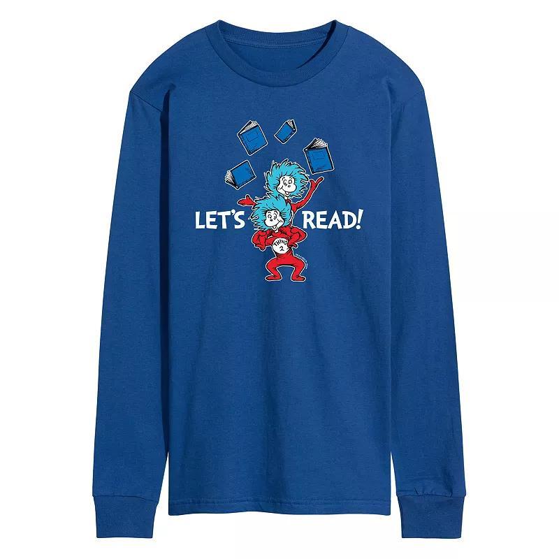 Mens Dr. Seuss The Cat in the Hat Lets Read Long Sleeve Graphic Tee Grey Gray Product Image