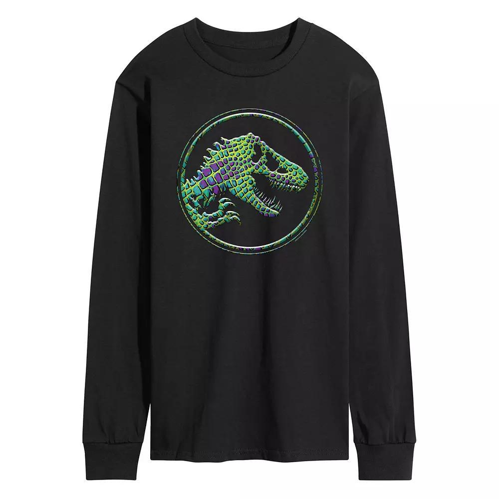 Mens Jurassic World Reptile Texture Coin Logo Long Sleeve Graphic Tee Product Image