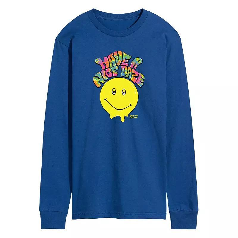 Mens Dazed and Confused Have a Nice Daze Smiley Long Sleeve Graphic Tee Athletic Grey Product Image