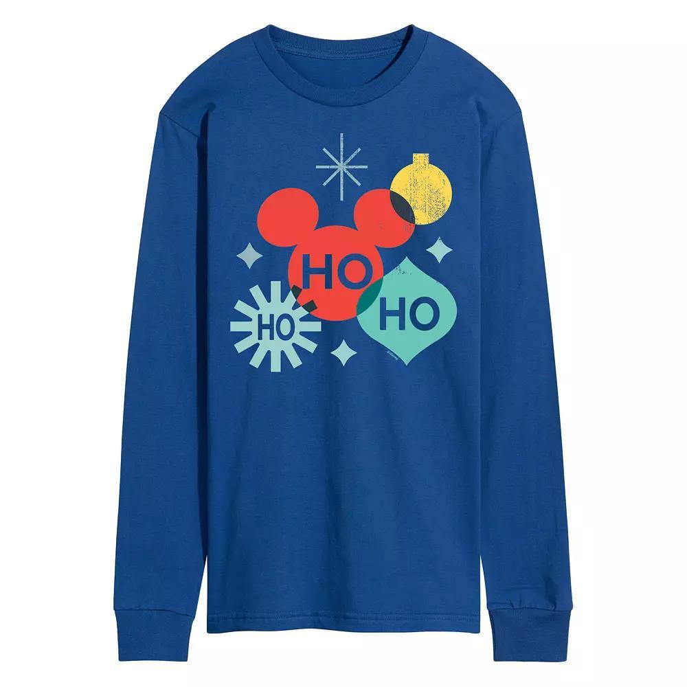 Disney's Men's Holiday Ho Ho Ho Shapes Long-sleeved Tee, Size: Small, Blue Product Image