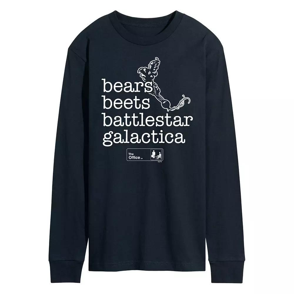 Mens The Office Bears Beets Long Sleeve Tee Blue Product Image