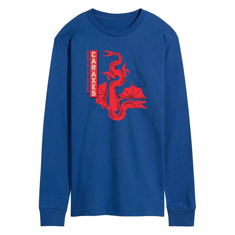 Mens House Of The Dragon Caraxes Dragon Long Sleeve Graphic Tee Grey Gray Product Image
