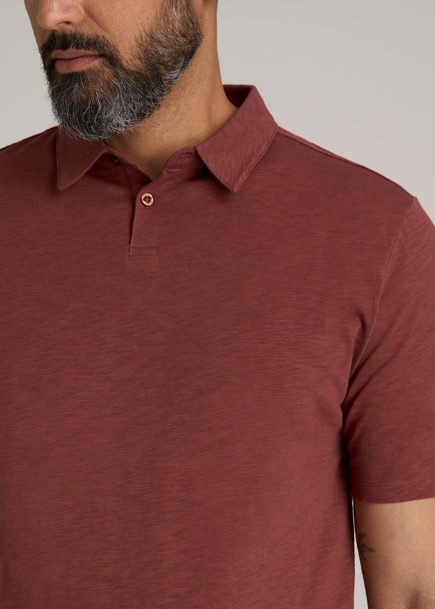 Slub Self Collar Tall Polo Shirt in Intense Rust Product Image