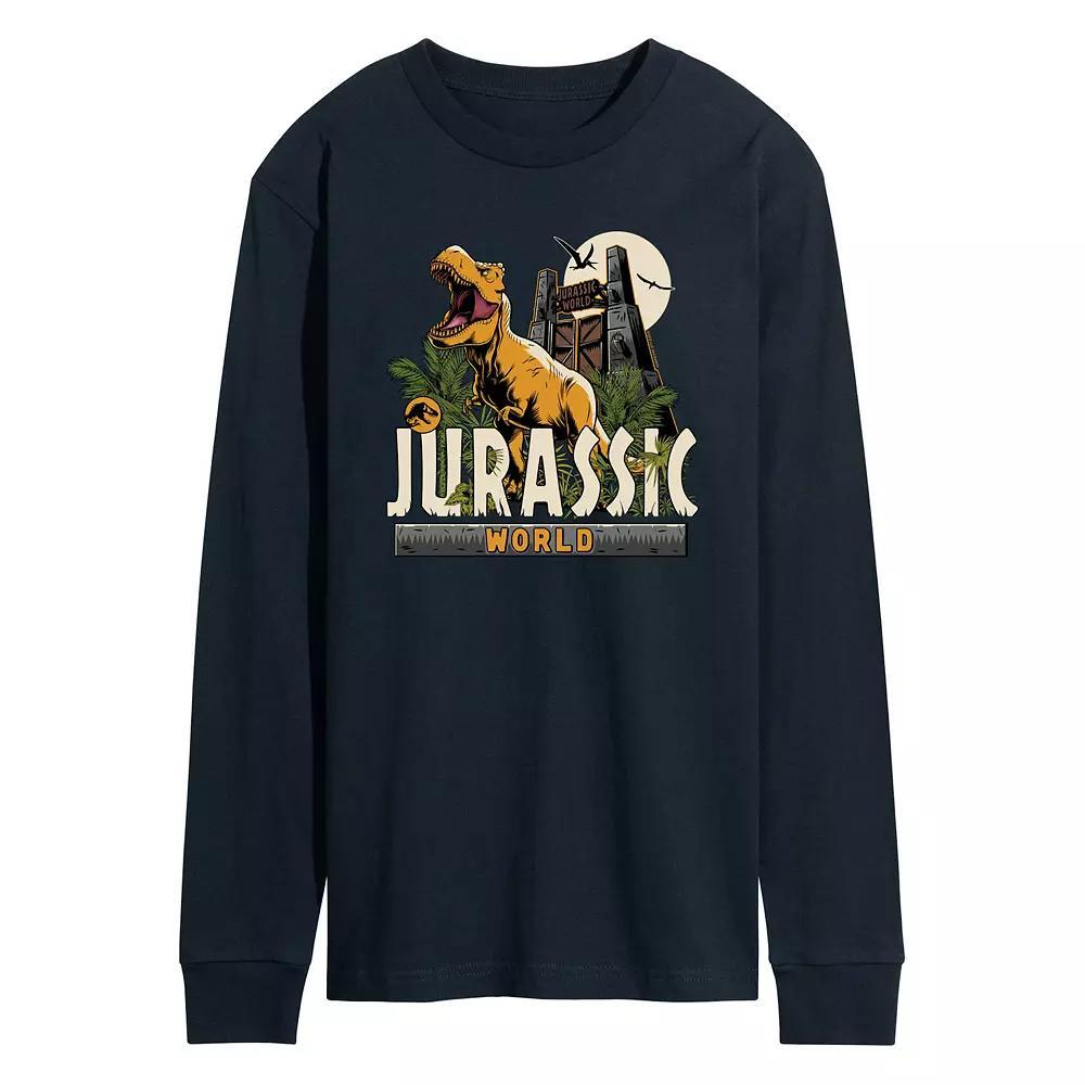Mens Jurassic World T Rex Long Sleeve Graphic Tee Blue Product Image