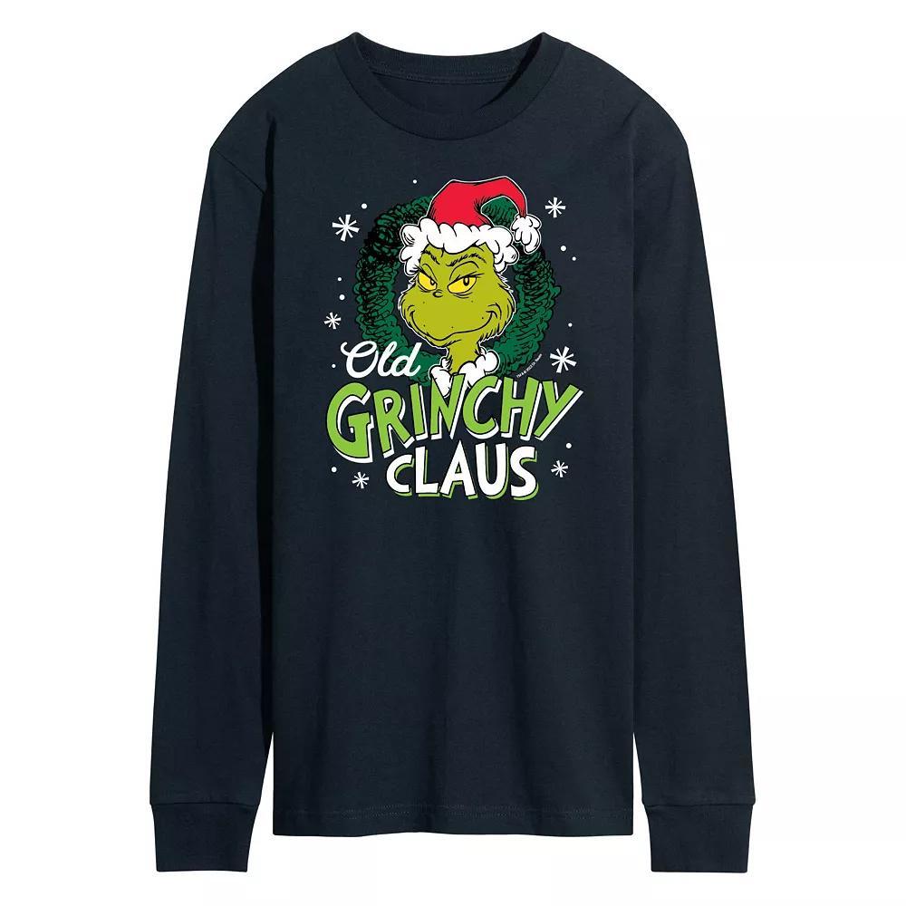Men's Dr. Seuss Grinch Old Grinchy Claus Long Sleeve Tee, Size: Large, Blue Product Image
