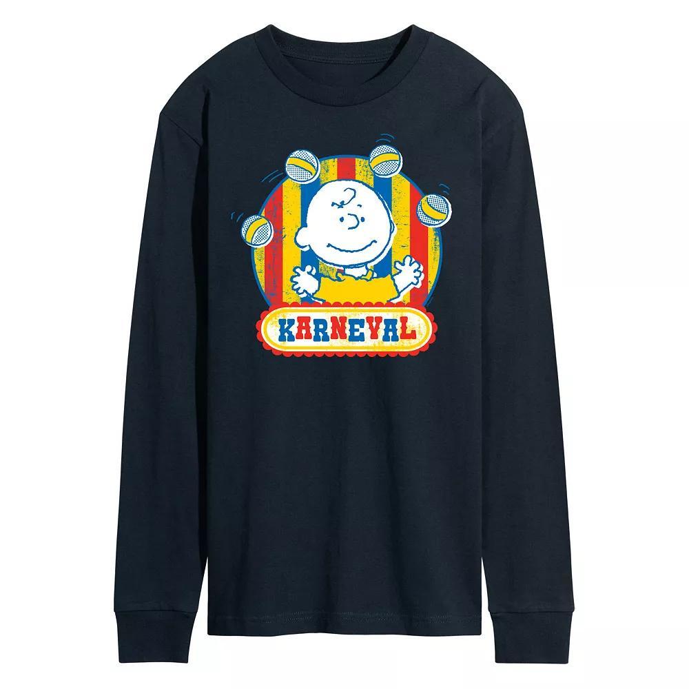 Mens Peanuts Charlie Brown Karneval Long Sleeve Tee Blue Product Image