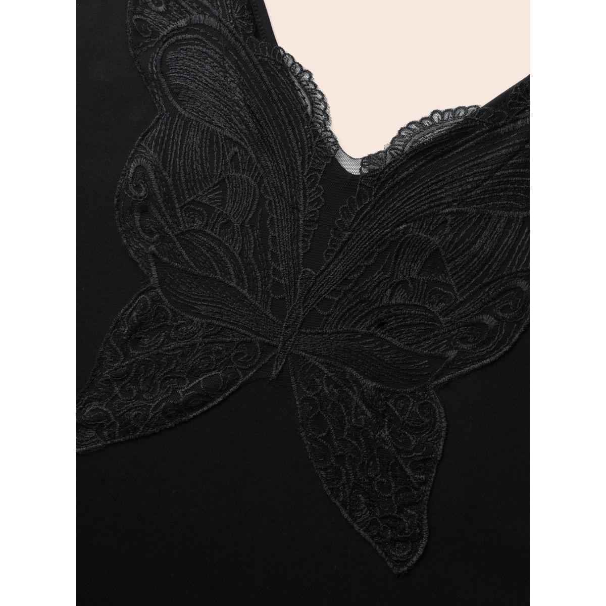 Plus Size Soft Butterfly Cutout Mesh Maxi Dress Black Women Cocktail Texture Party Curvy Bloomchic 28/5X Product Image
