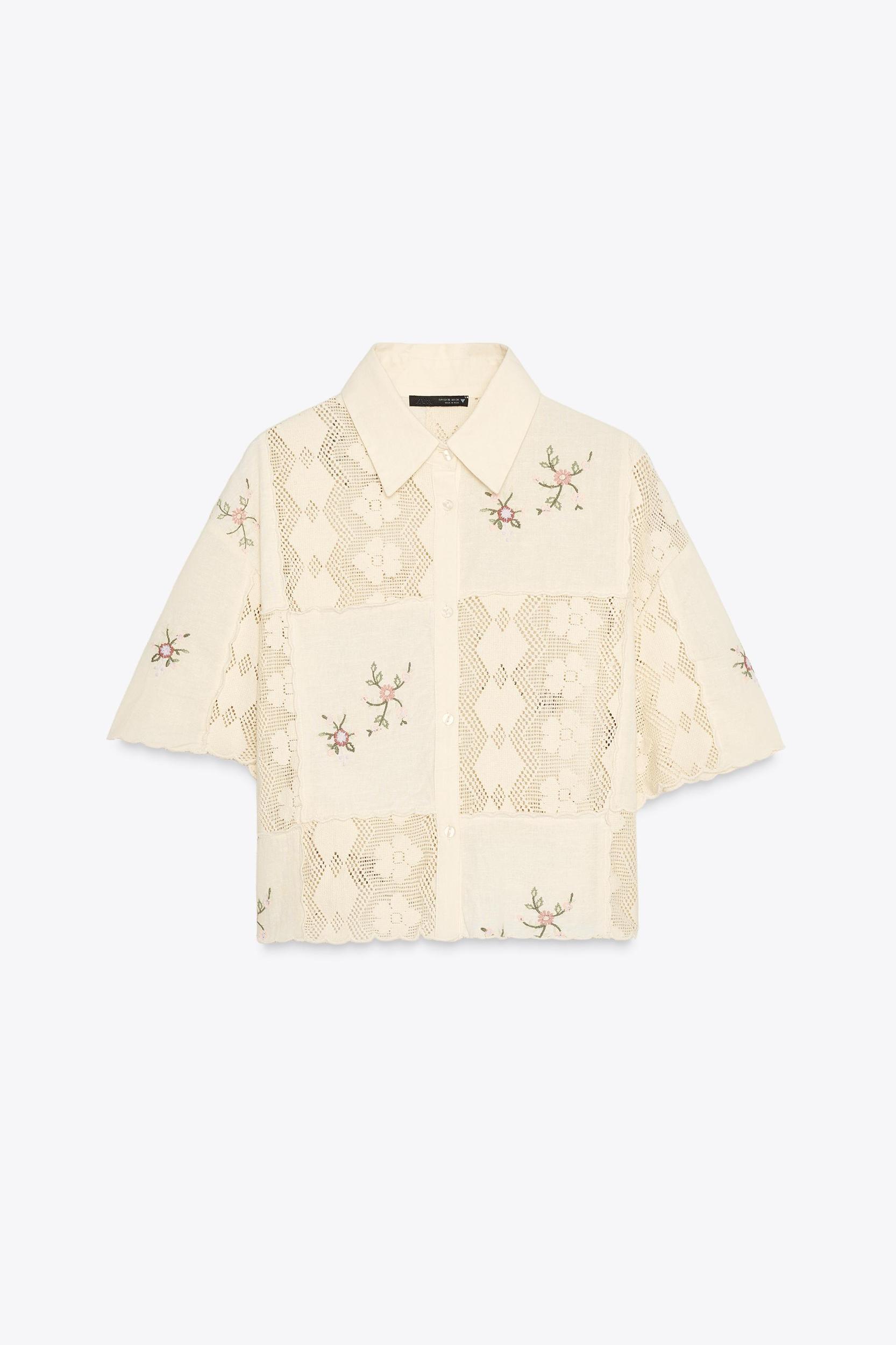 EMBROIDERED CROCHET SHIRT Product Image
