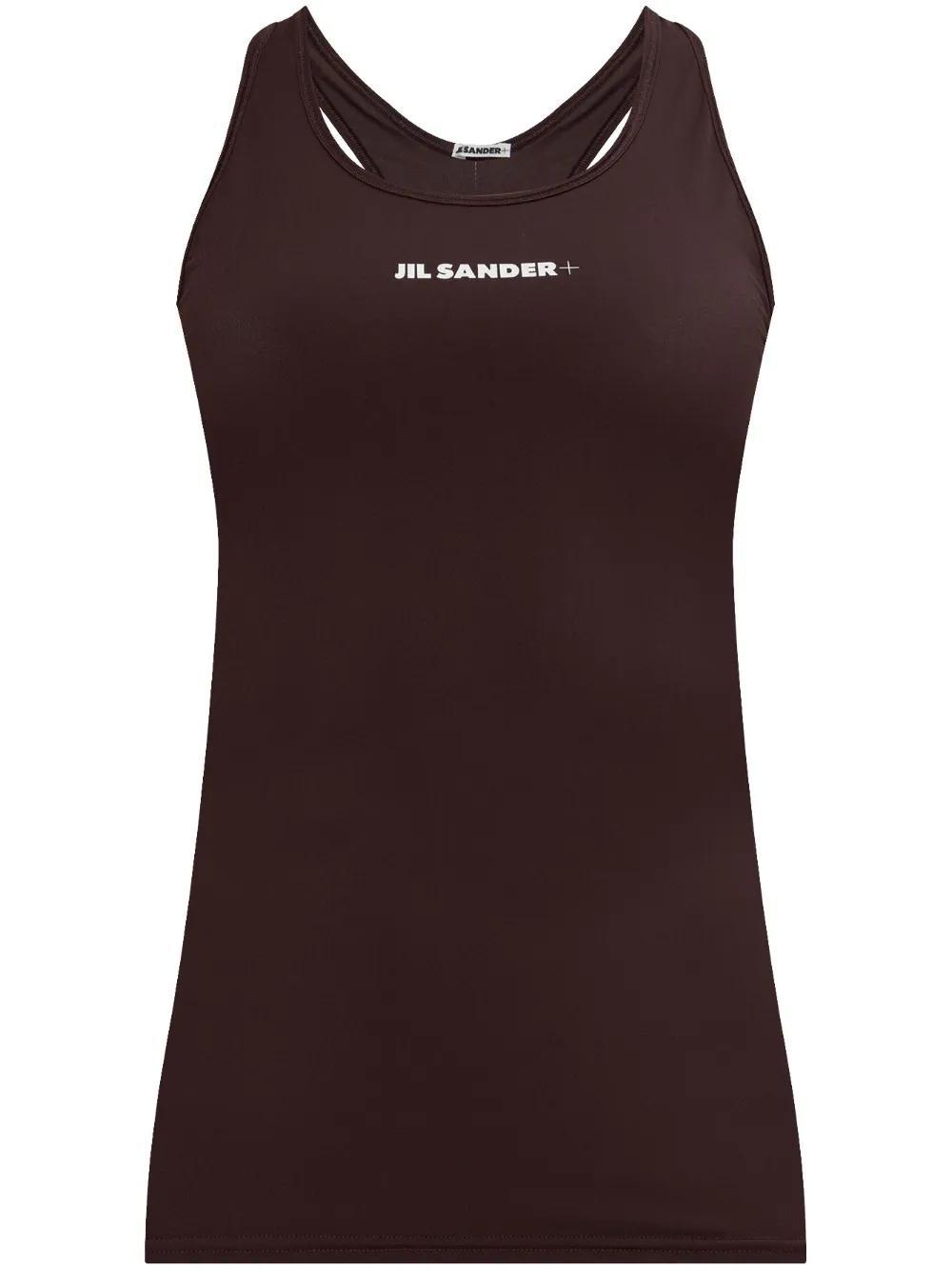 JIL SANDER Logo-embroidered Tank Top In Brown Product Image