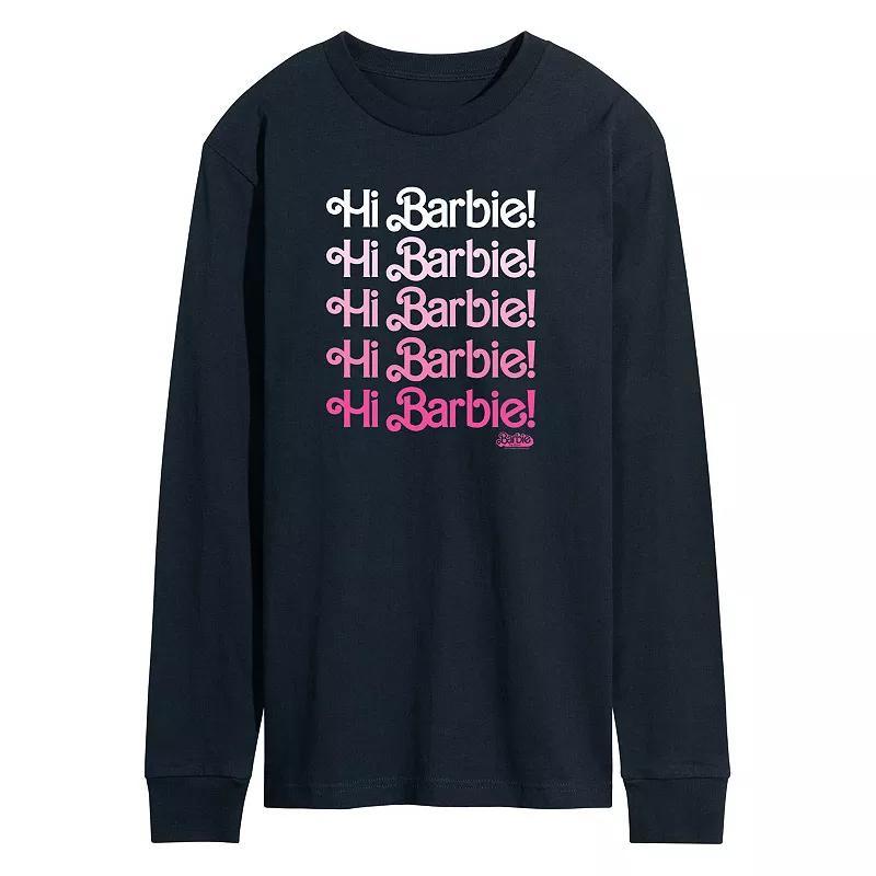 Mens Barbie The Movie Hi Barbie Long Sleeve Graphic Tee Blue Product Image