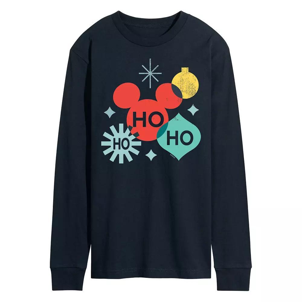 Disney's Men's Holiday Ho Ho Ho Shapes Long-sleeved Tee, Size: Small, Blue Product Image