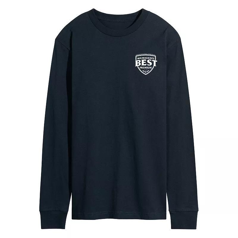 Mens Miller High Life 6 Pack Bottles Long Sleeve Graphic Tee Blue Product Image
