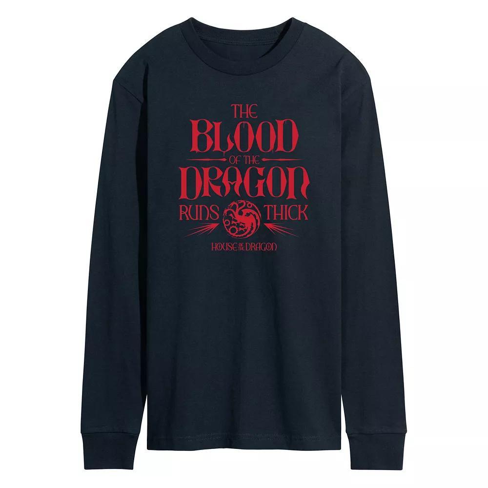 Mens House Of The Dragon Blood Of Dragon Long Sleeve Graphic Tee Grey Gray Product Image