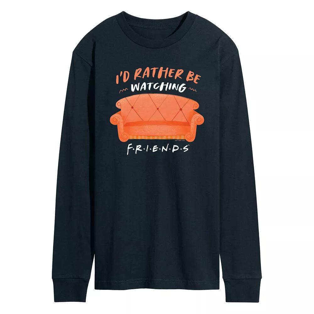 Mens Friends Id Rather Be Watching Friends Long Sleeve Graphic Tee Blue Product Image