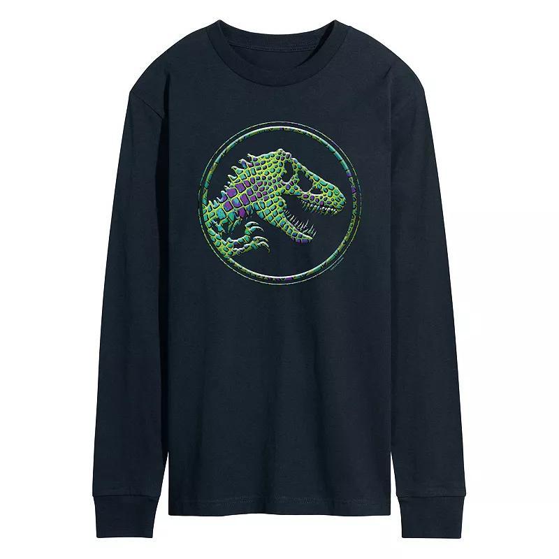 Mens Jurassic World Reptile Texture Coin Logo Long Sleeve Graphic Tee Product Image