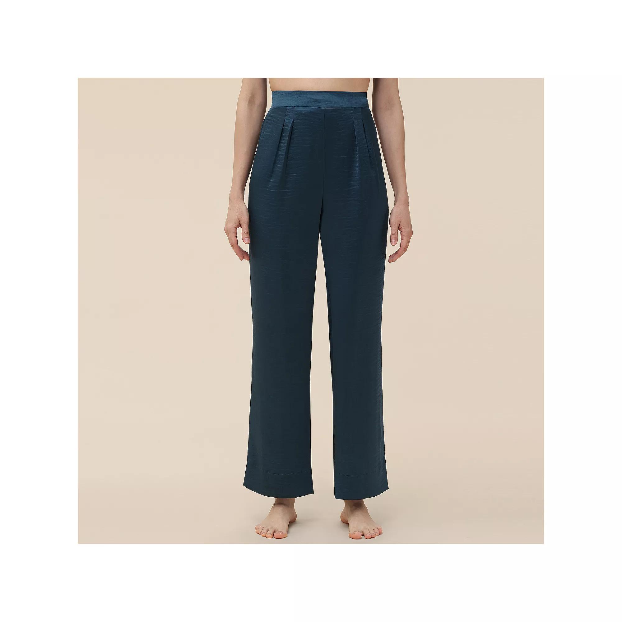Women's Adyson Parker Satin Wide Leg Pajama Pants, Size: Small, Reflecting Pond Product Image