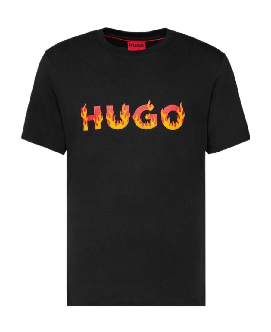 HUGO BOSS Danda Flame-logo Cotton T-shirt In Black Product Image