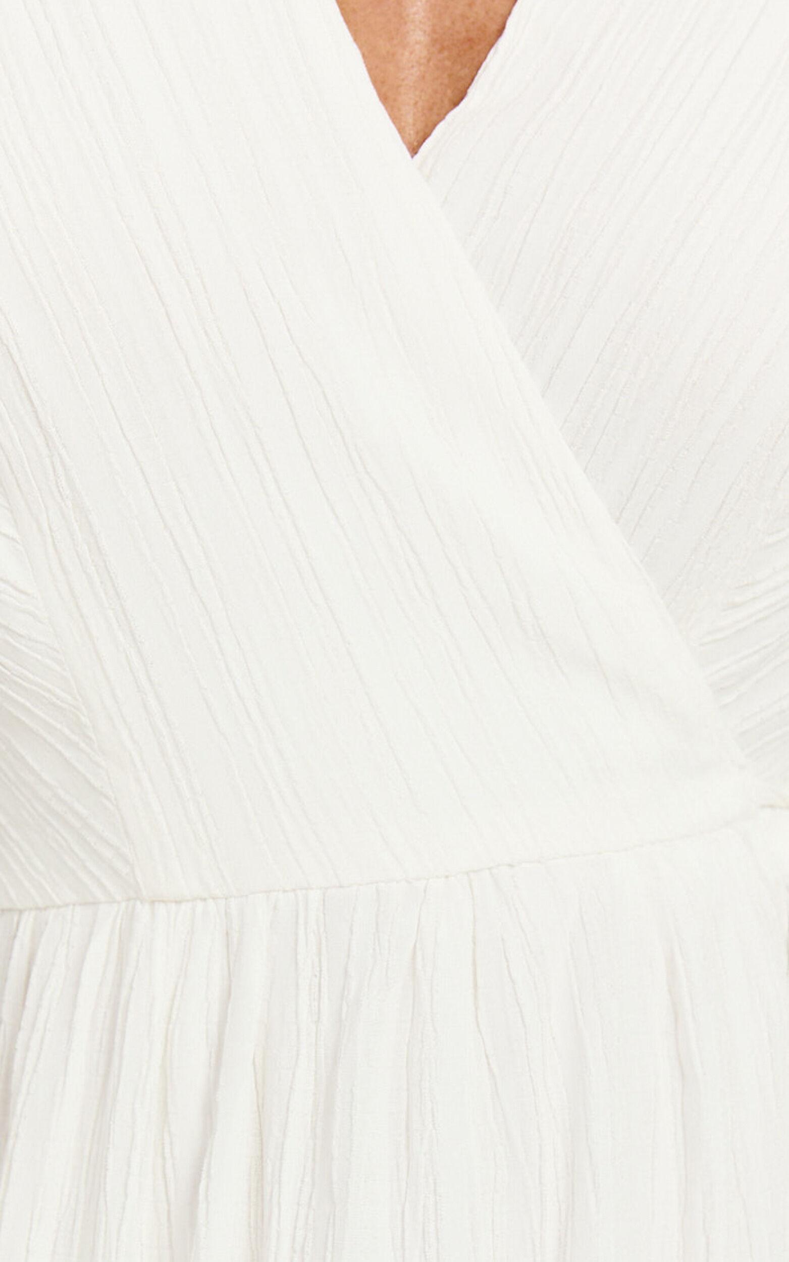 Junmae Midi Dress - Tiered Waffle Wrap Dress in Ivory Product Image