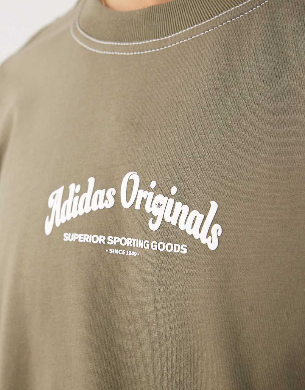 adidas Originals back graphic t-shirt in khaki Product Image