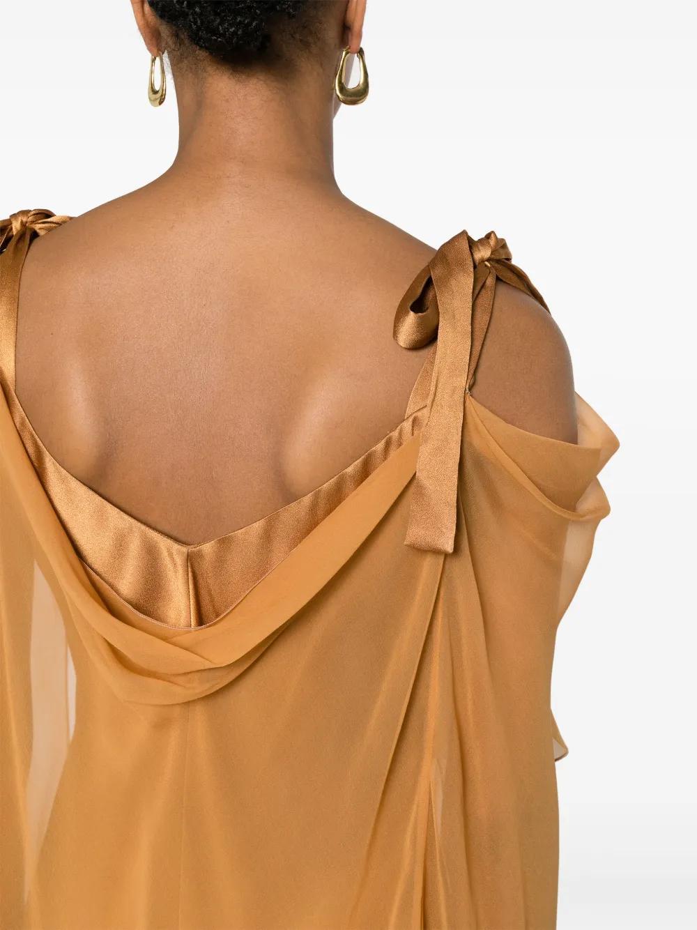 ALBERTA FERRETTI Layered Silk Dress In Orange Product Image