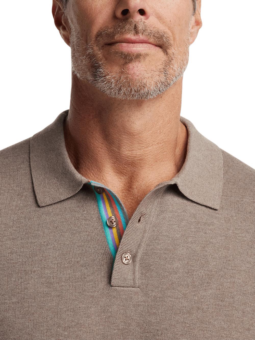Cotton Three Button Polo - Brown Product Image