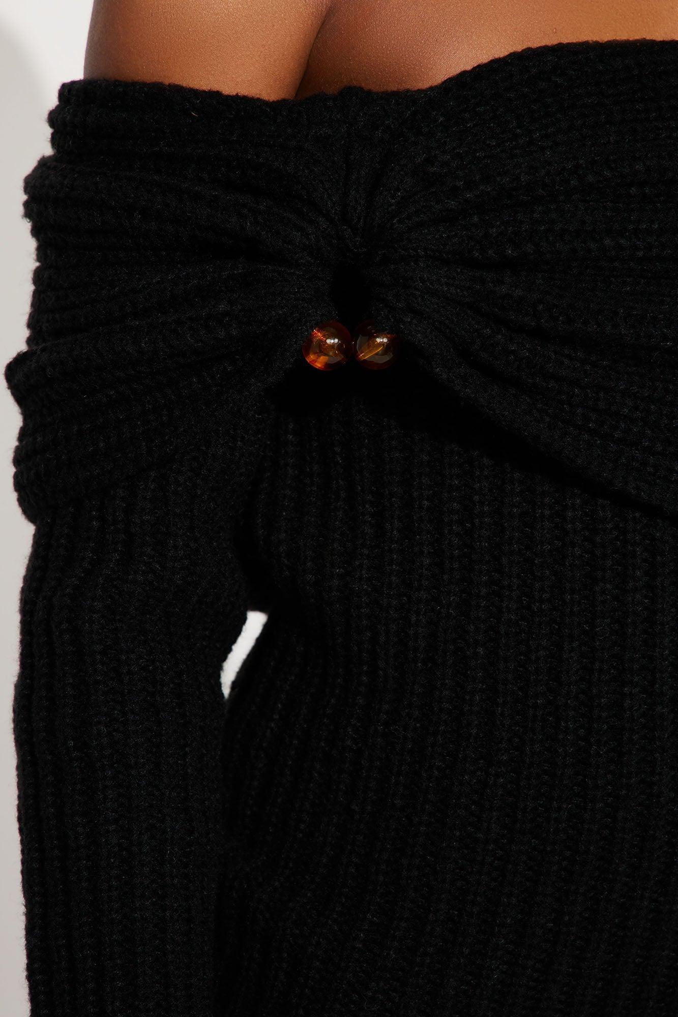 Places To Be Off Shoulder Sweater - Black Product Image