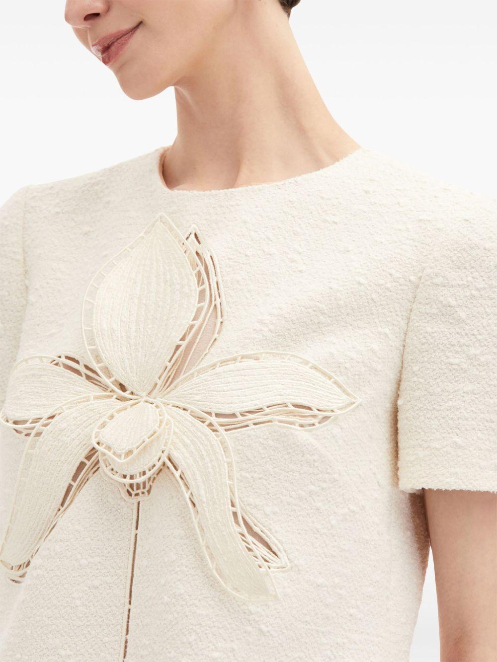 Orchid embroidered tweed shift dress Product Image