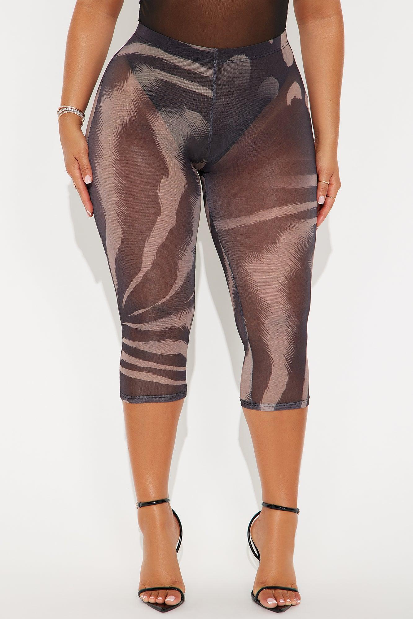 That's Too Hot Animal Print Mesh Capri Legging - Chocolate/Combo Product Image