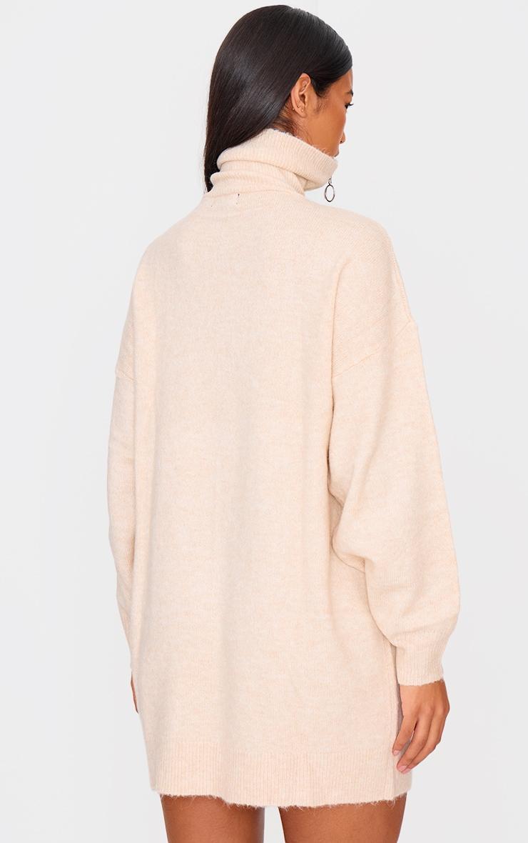 Oatmeal Luxe Knit Half Zip Sweater Dress Product Image