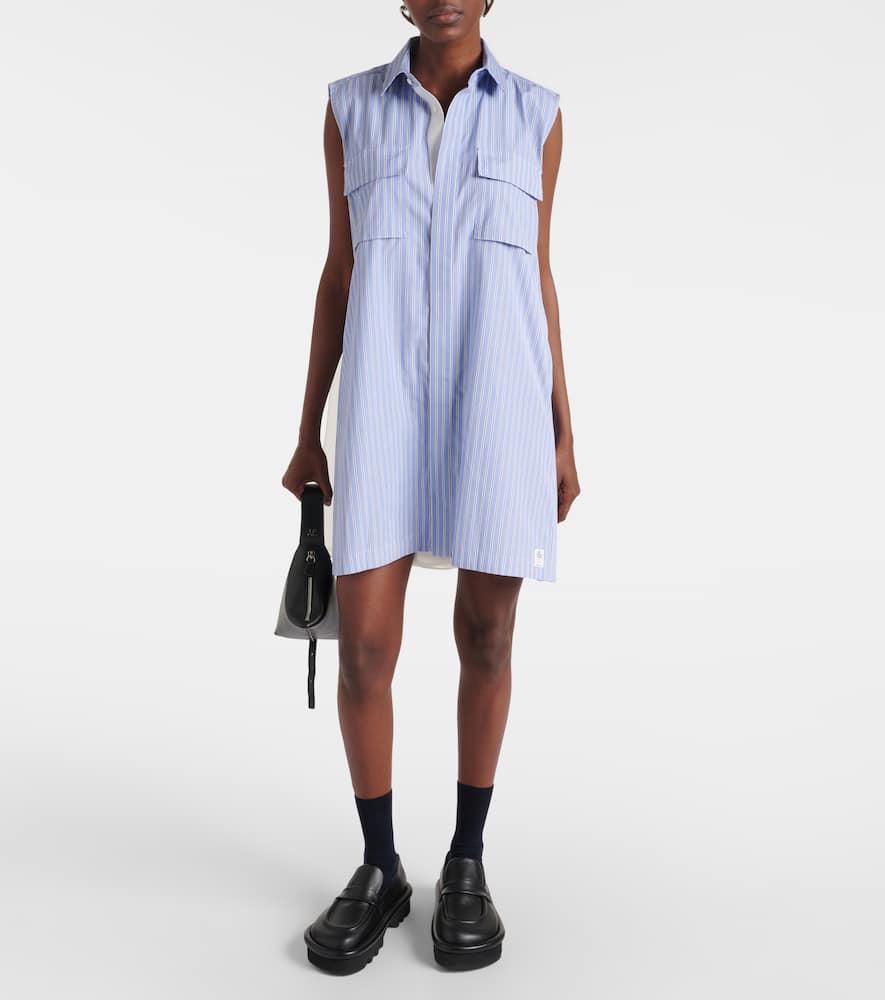 SACAI Striped Cotton Poplin Shirt Dress In Blue Product Image