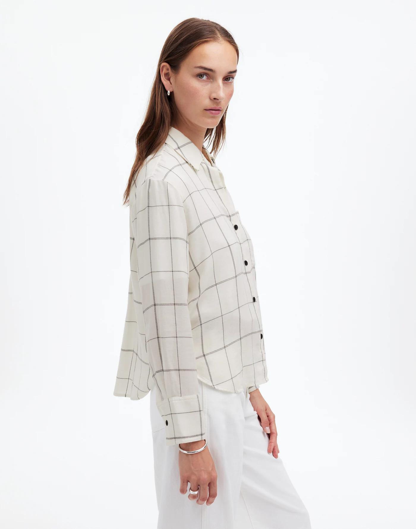 Easy Y-Neck Button-Up Shirt Product Image