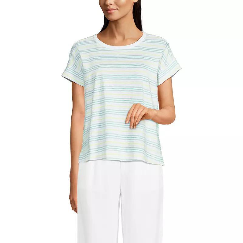 Women's Lands' End Short Sleeve Boxy Slub Tee, Size: Small, Ivory Product Image