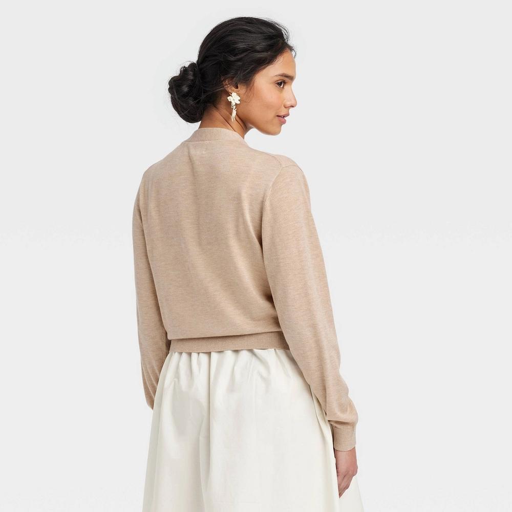 Women's Button-Front Cardigan - A New Day™ Camel S Product Image