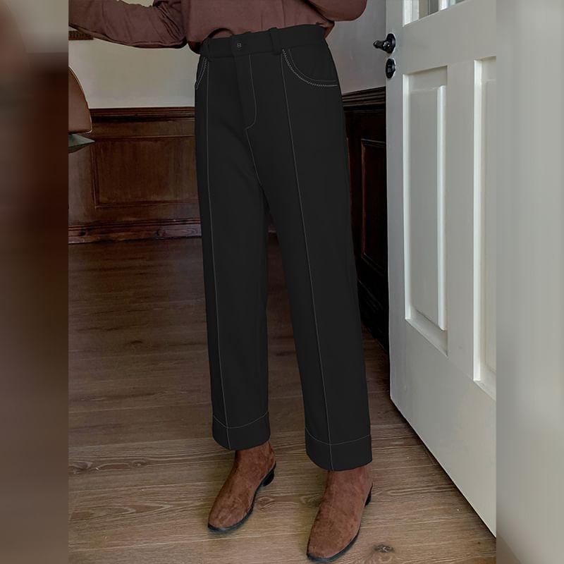 Plus Size High Rise Plain Wide Leg Dress Pants Product Image
