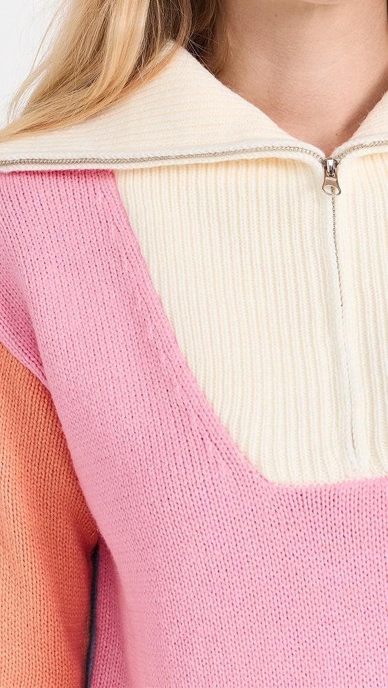 English Factory Colorblock Zip  Pullover Sweater | Shopbop Product Image