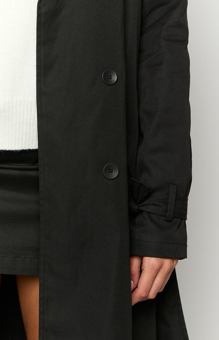 Santos Black Trench Coat Girls Product Image
