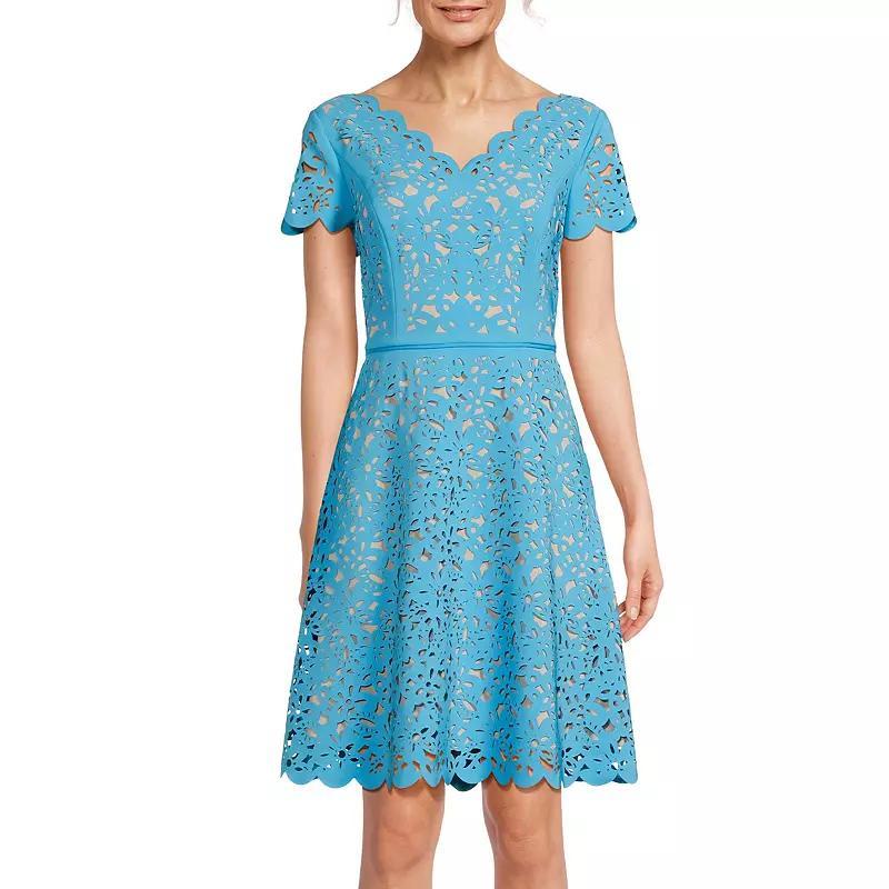 Women's Focus By Shani Cutout Overlay A-Line Dress, Size: 8, Pale Blue Nude Product Image