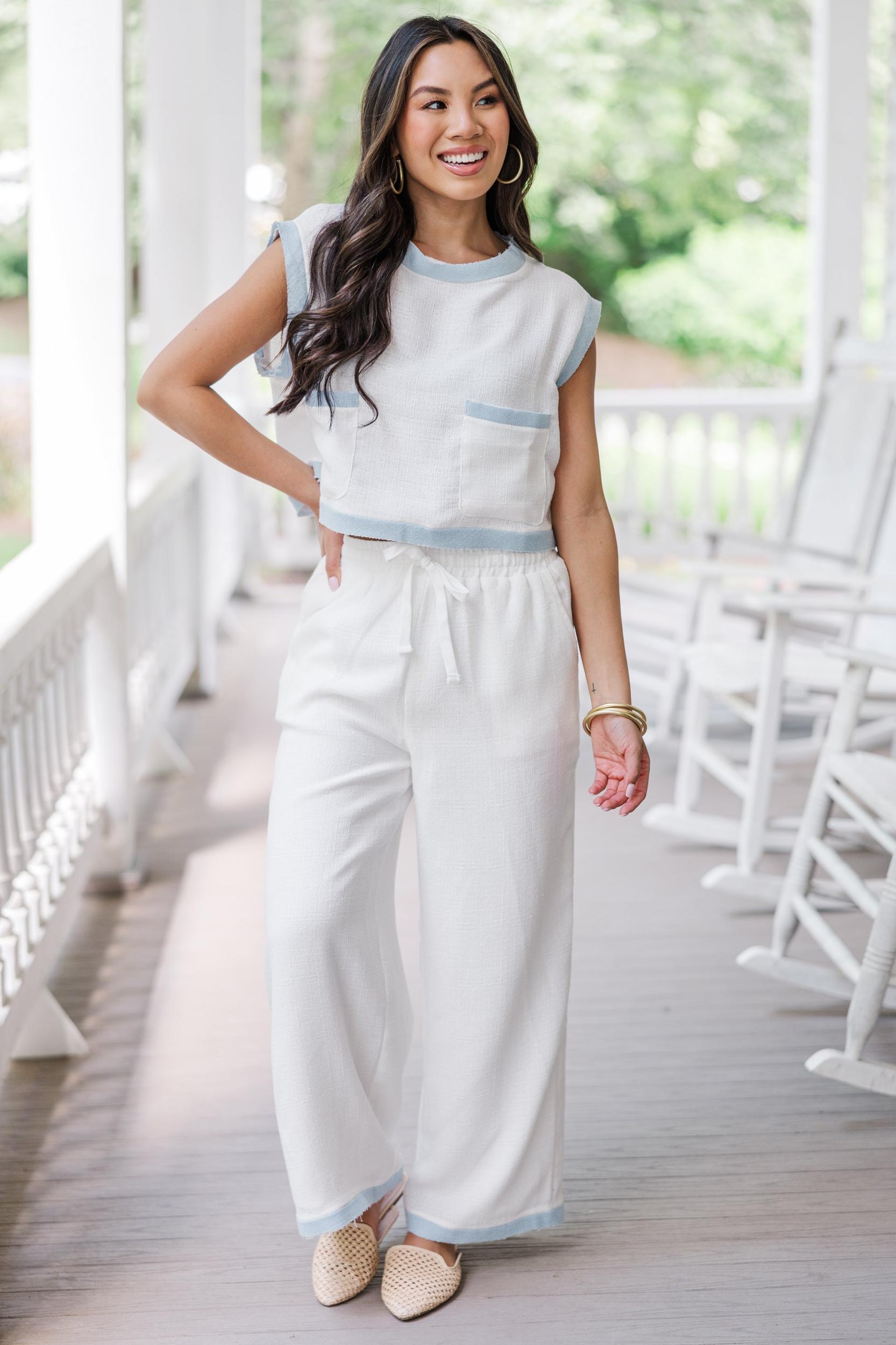 Take Care Ivory-Sky Crop Pants Female Product Image