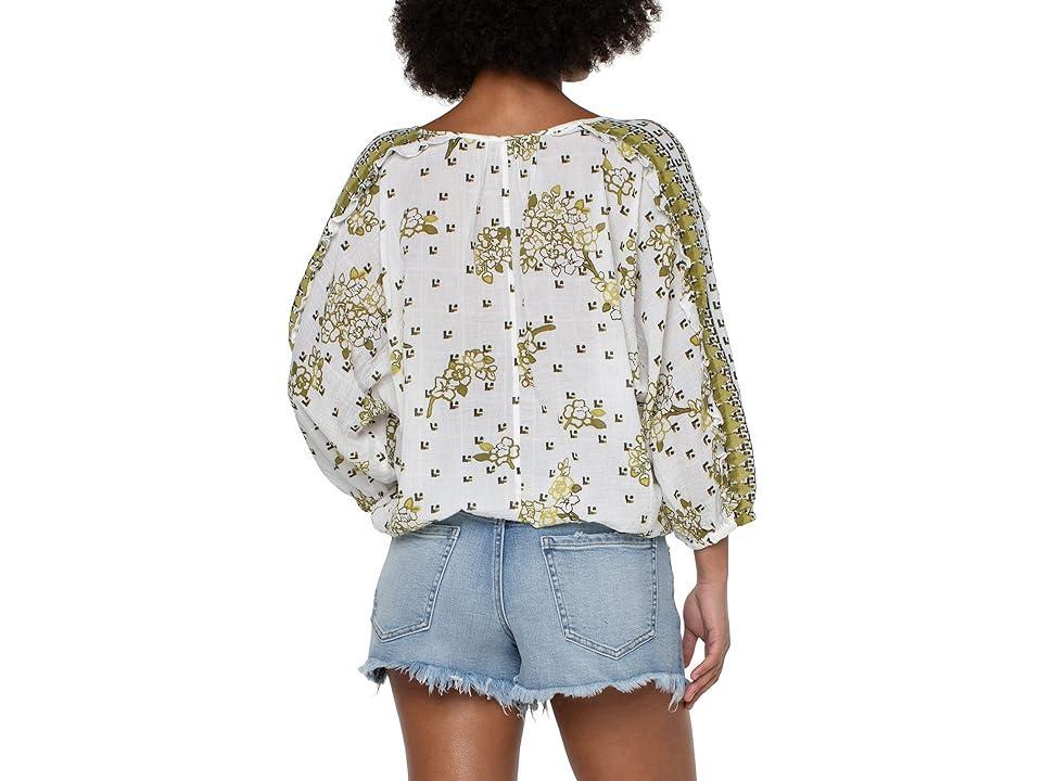 Liverpool Los Angeles Ruffle Sleeve Dolman Popover (Geo Floral Print) Women's Clothing Product Image