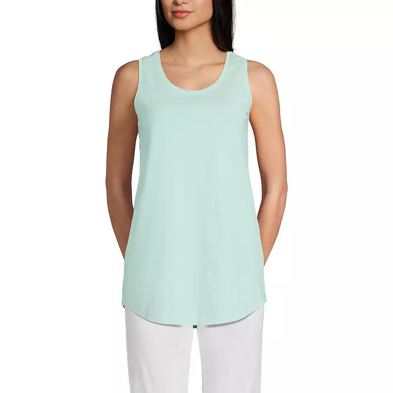 Women's Lands' End Supima Cotton Scoopneck Tunic Tank Top, Size: Small Petite, Black Product Image