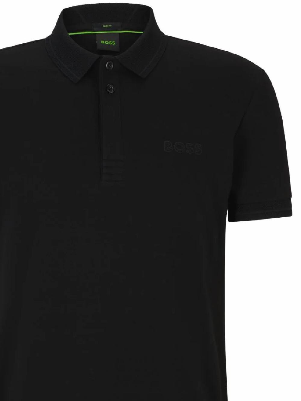HUGO BOSS Logo-print Cotton Polo Shirt In Black Product Image