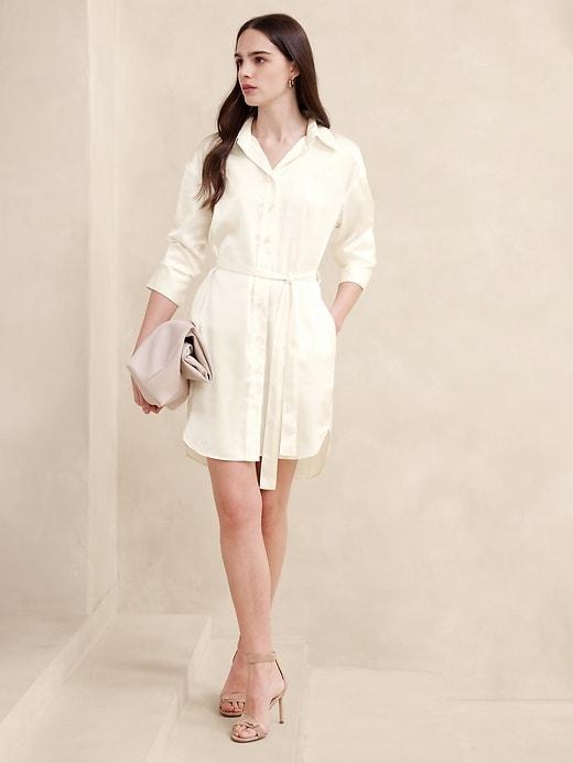 Satin Mini Shirtdress Product Image