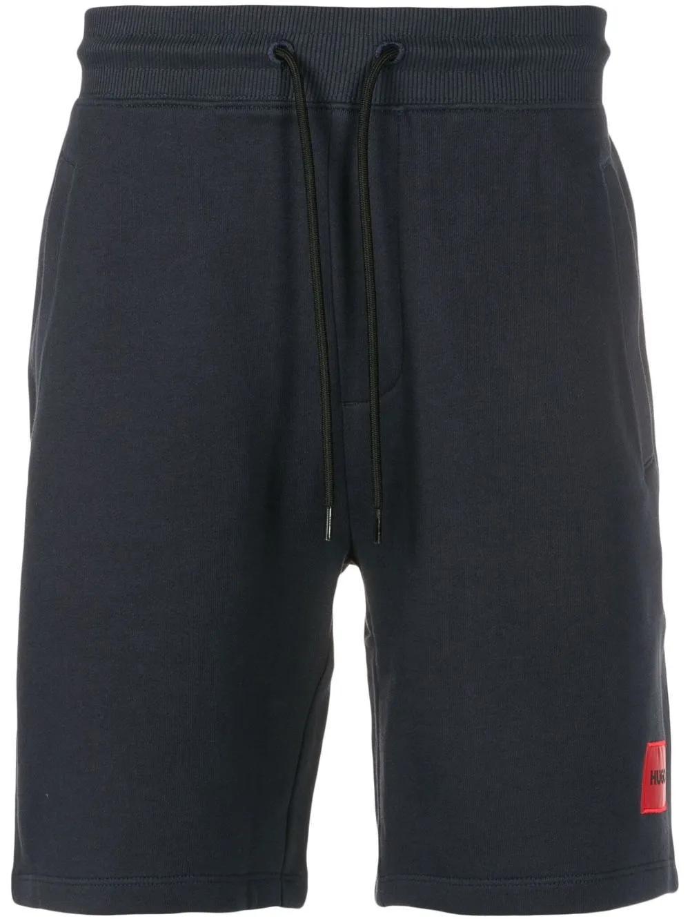 HUGO BOSS Hugo Men's Dark Blue Logo-patch Relaxed-fit Cotton-jersey Shorts In Navy Product Image
